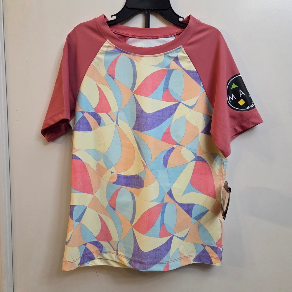 Maui and Sons Girls 2 Piece Rash Guard Swimsuit Set Geometric XL 14/16 NWT